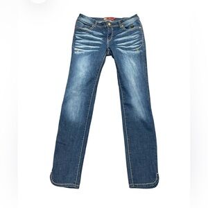 Apple Bottom Embroidered Blue Women's Jeans with split hems Y2K size 9/10